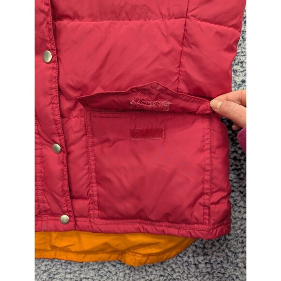 J. Crew Down Feather Puffer Vest Size M Snap Button Outdoor Hiking Colorful Pink - Picture 7 of 10